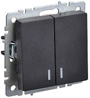 Выключатель с подсветкой без рамки IEK Brite ВС10-2-1-БрЧ 2-кл. черный картинка
